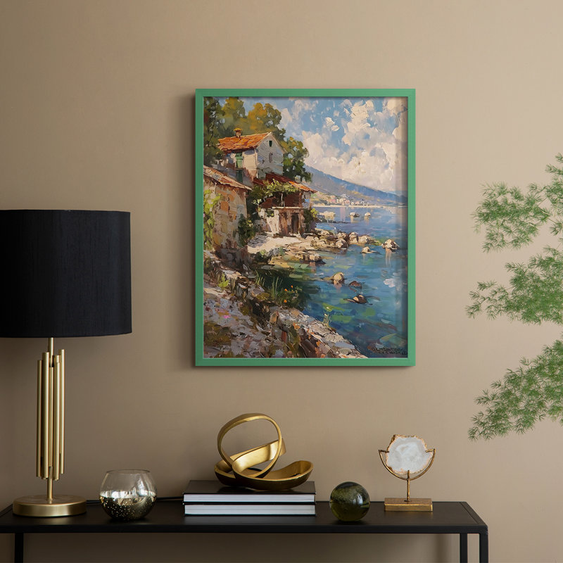 LANDSCAPES Series CECLXV III, reproduction d'art encadrée - bois massif, Vert, H 21 po x l 17 po