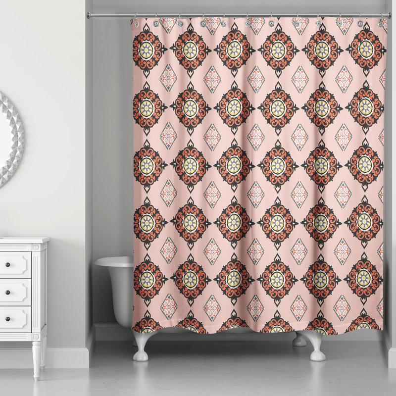 Handler Geometric Shower Curtain, Pink/Orange