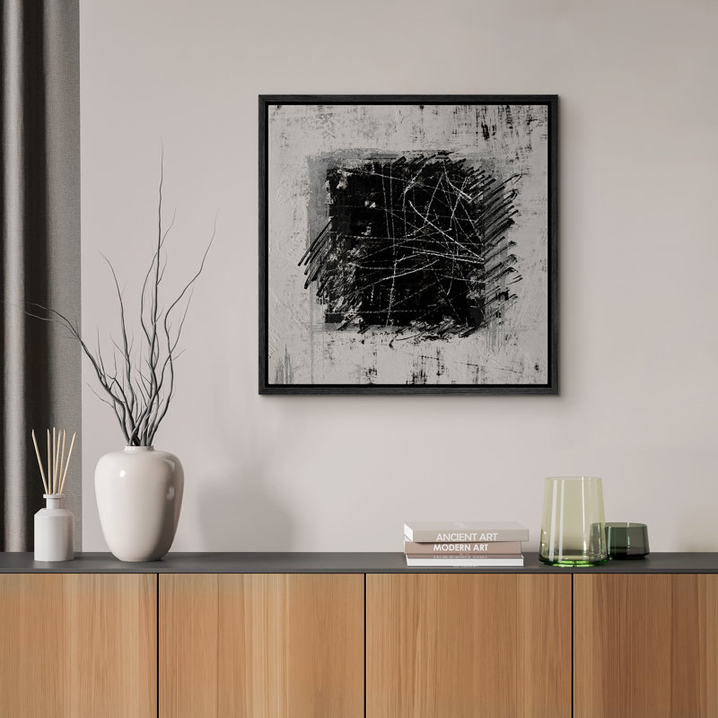 «Black and White Abstract Modern Contemporary», Noir, noir, noir, noir, H 24 po x l 24 po