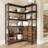 6-Shelf Corner Bookshelf, Vintage Industrial Corner Bookshelf With Storage Cabinet, Etagere Bookcase, Large Book Shelf With Metal Frame, Vintage Bookshelves For Living Room Home Office (31.49"D X 39.37"W X 70.86"H)-644814858
