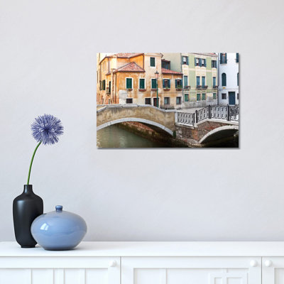 Italy, Venice. Canal bridge and buildings. 1 Piece Wrapped Canvas Wall Art