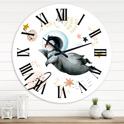 Petit pingouin volant avec étoiles planètes II
