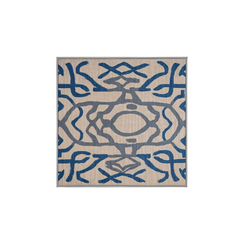 Machine Washable Gray Area Rug, Square 3'
