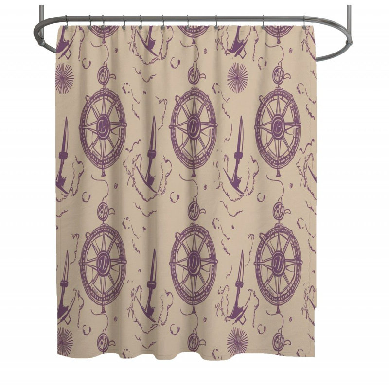 Rideau de douche nautique - décor de salle de bain bord de mer, H 73 po x l 70 po