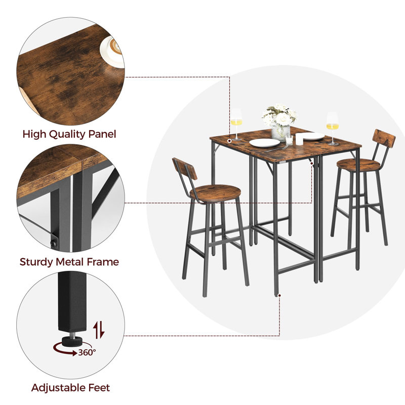 63-Inch Narrow Bar Table, Counter Height Pub Table for Dining Room, Connectable Bar Table with Sturdy Metal Frame
