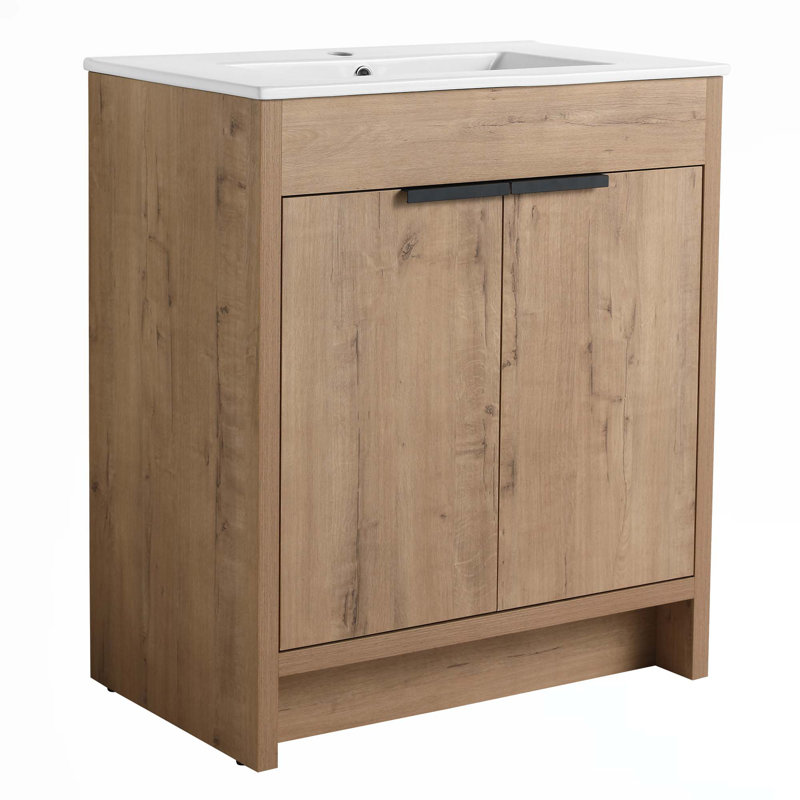 Meuble-lavabo autoportant avec lavabo en céramique