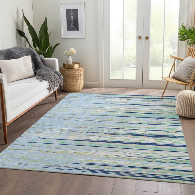 Tapis à rayures Lyndhurst AMF996 lavable à la machine de qualité supérieure, Rectangle 10 pi x 14 pi