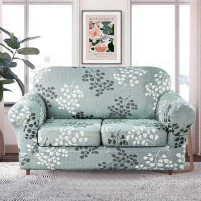 Housse de canapé imprimée pour canapé 2 places, housse extensible haute performance, housse de canapé 3 pièces avec deux housses de coussin séparées (Automne, Sofa 2 places)