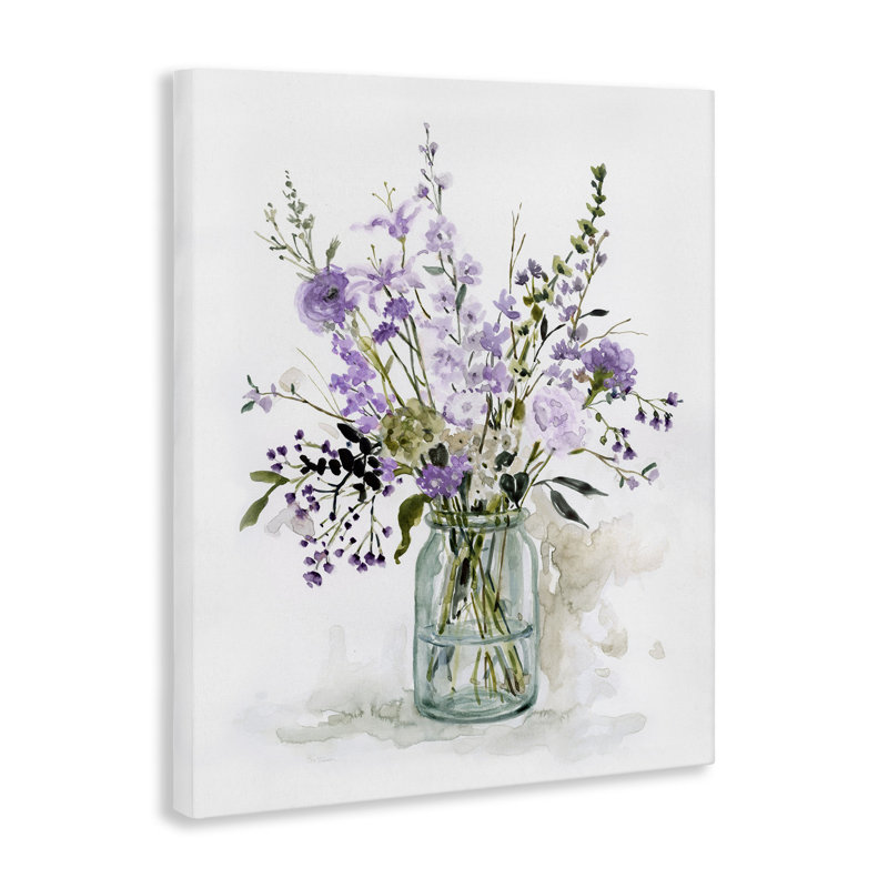 "Mixed Purple Botanicals Traditional Flower Arrangement", peinture par Carol Robinson - impression sur toile