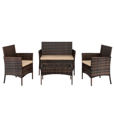 Aleine 4 Seater Rattan Effect Sofa Set