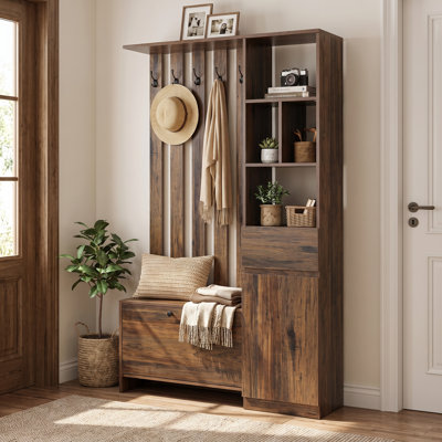 Paravent autoportant de 180 cm avec rangement pour chambre, salon et porte-manteau 5 en 1.