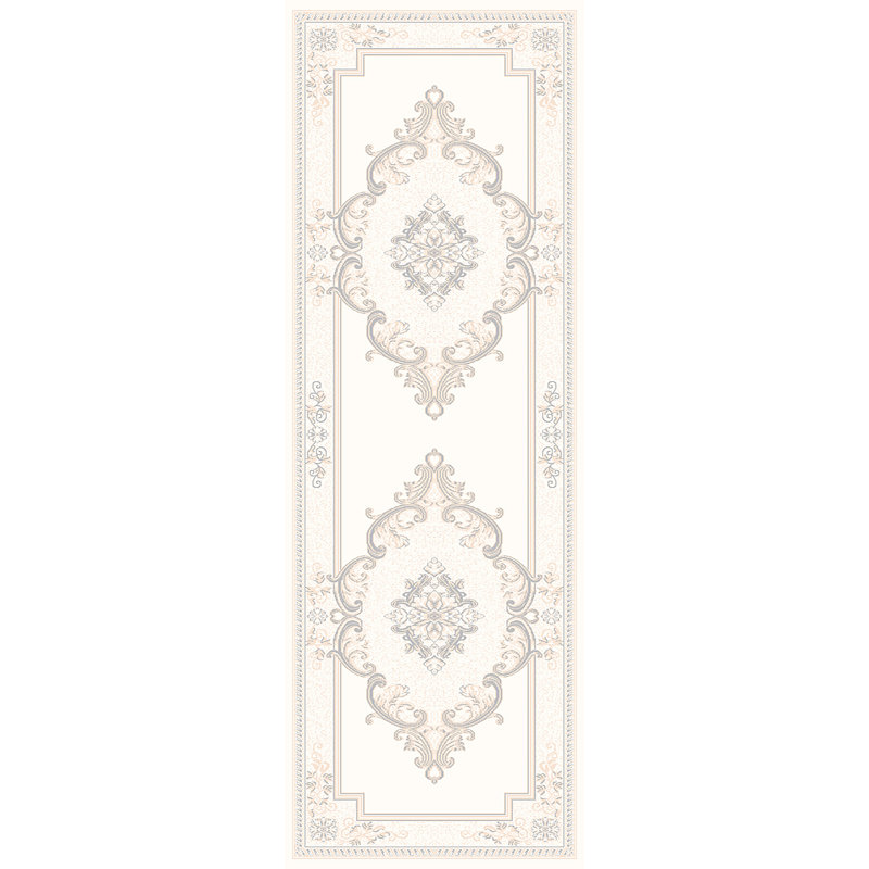 Tapis traditionnel ivoire / gris Ramsel, Tapis de couloir 2 pi 6 po x 7 pi 9 po