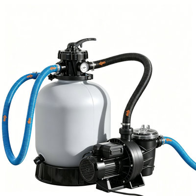 19" Sand Filter Pump for Above Ground Pool with Timer, 1.5HP Swimming Pool Pump & Sand Filter System with 7-Way Valve & Strainer Basket, Pool Pumps Above Ground, Leak-Resistant, 6075GPH.