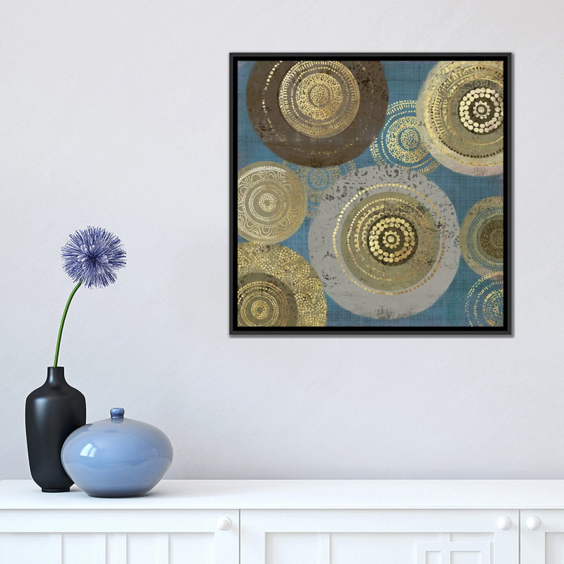 «Native Dot II», reproduction sur toile, H 18 po x l 18 po x P 1,5 po, Toile encadrée noire, Pas de tapis