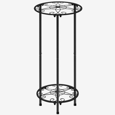 Support à plante pour l'intérieur et l'extérieur, étagère à fleurs en métal antirouille à 2 niveaux, support pour pots de plantes multiples