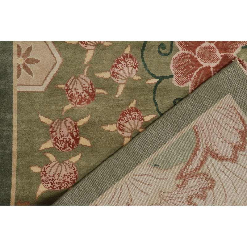 One-of-a-Kind No Wool Area Rug in Green, Rectangle 9'8" x 14'1"