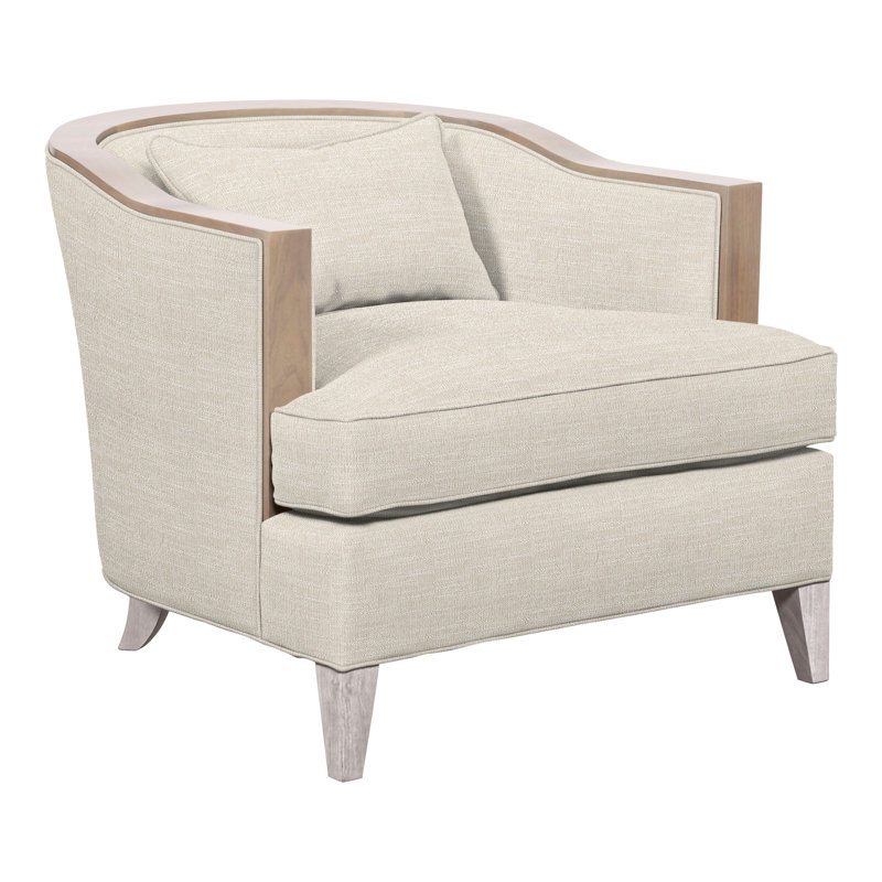 Thom Filicia Home 32.5" Wide Barrel Chair, Dove Gray, Tommy Flax Crypton® Performance Fabric