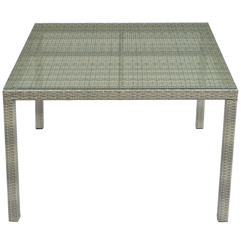 Modway Conduit 47" Square Outdoor Patio Wicker Rattan Table, Light Grey Velvet
