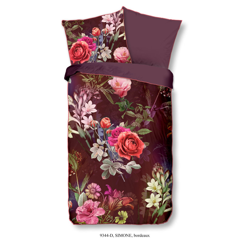 Descanso, 9344-D, Simone - German Size 155 - Organic Collection, Bordeaux, Single - 1 Pillowcase (80 x 80 cm)