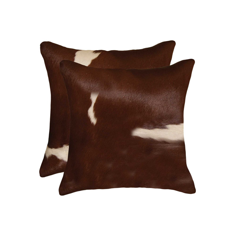 Brown and White Cowhide Throw Pillow Set