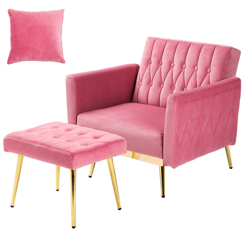 Fauteuil d'appoint Siemon, Velours rose
