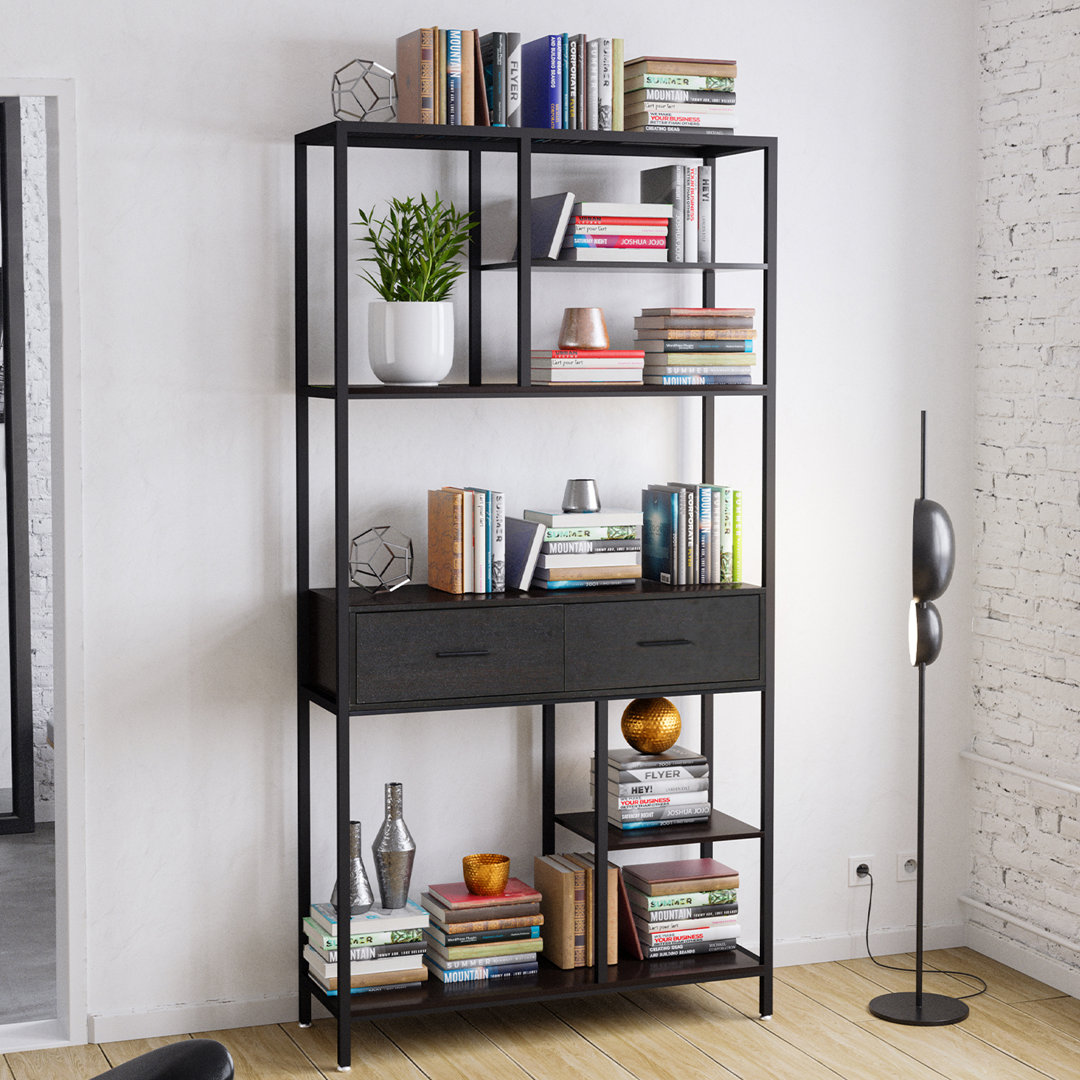 Izek 180cm H x 90cm W Solid Wood Etagere Bookcase