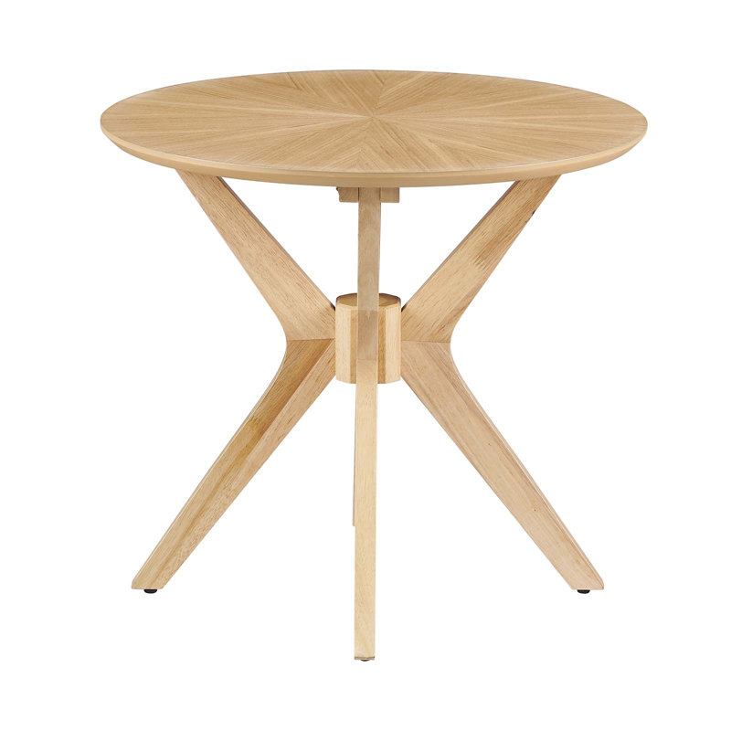 Oak Round Mid-Century Modern Wood Side Table