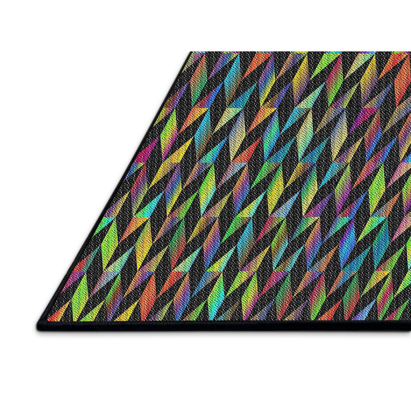 Tapis bleu à motif géométrique Prevost, Rectangle 2 pi x 4 pi