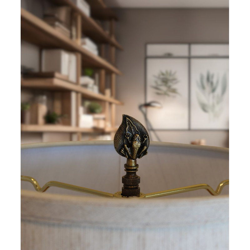 Frog-on-Lily-Lamp Finial laiton antique, 2,4 po