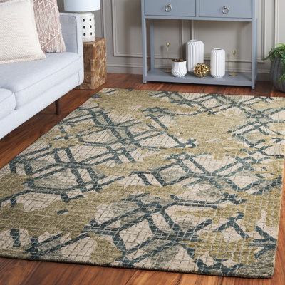 Metro 462 Hand Tufted Wool/Cotton Abstract Rug in Green/Beige/S/