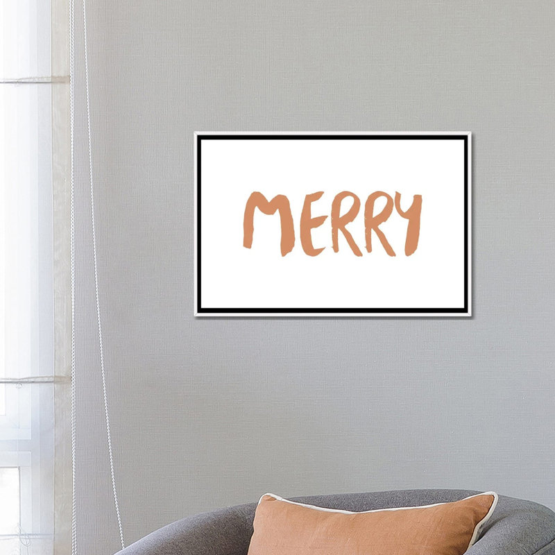« Merry » par Orara studio-impression d’art textuel, Pas de tapis, H 18 po x l 26 po x P 1,5 po, Toile blanche encadrée