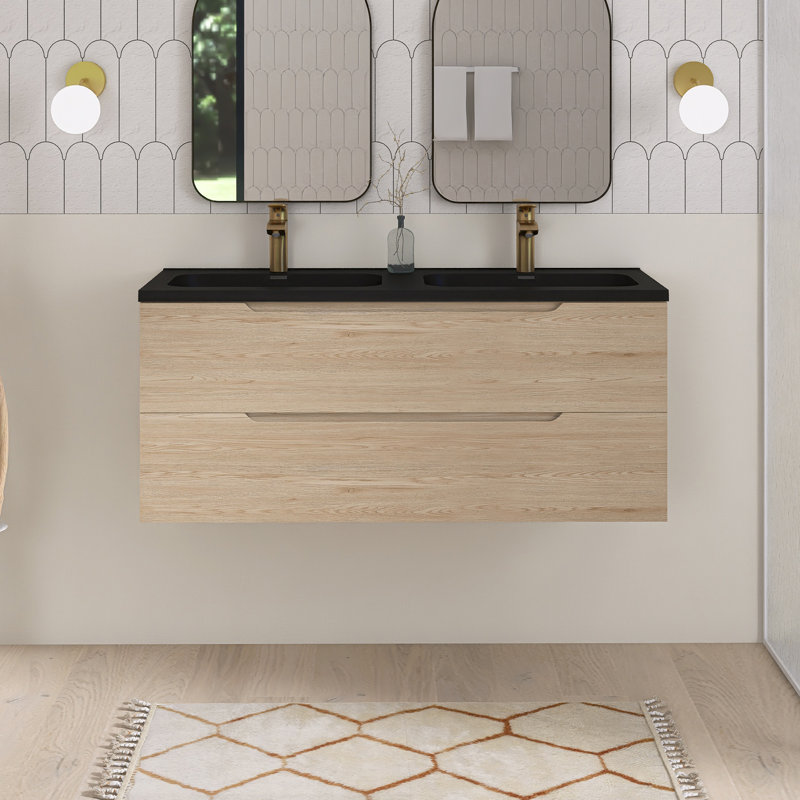 Ensemble de meuble-lavabo double 48 po avec comptoir en quartz 48 po