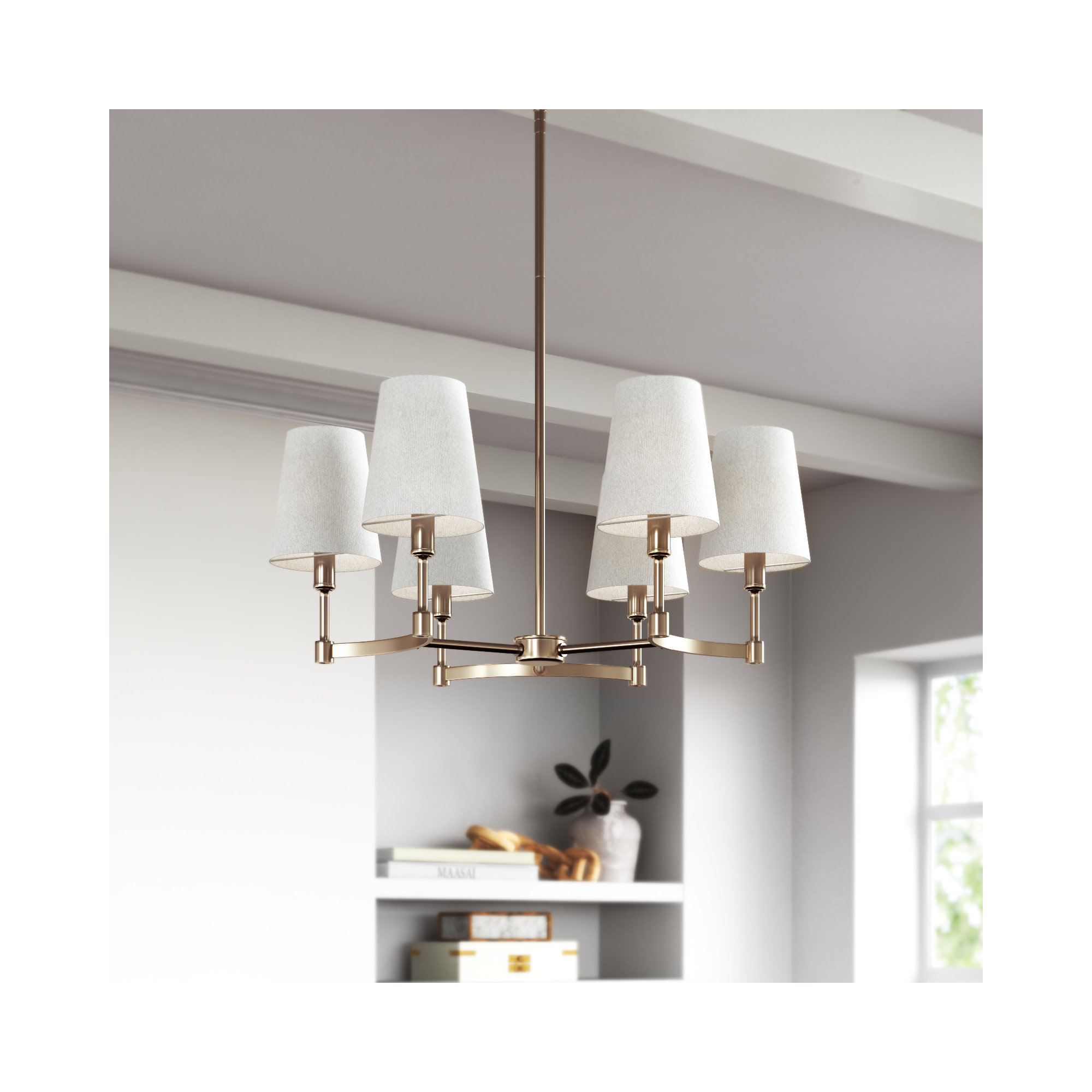 Triton 6-Light Dimmable Traditional Chandelier , Brass