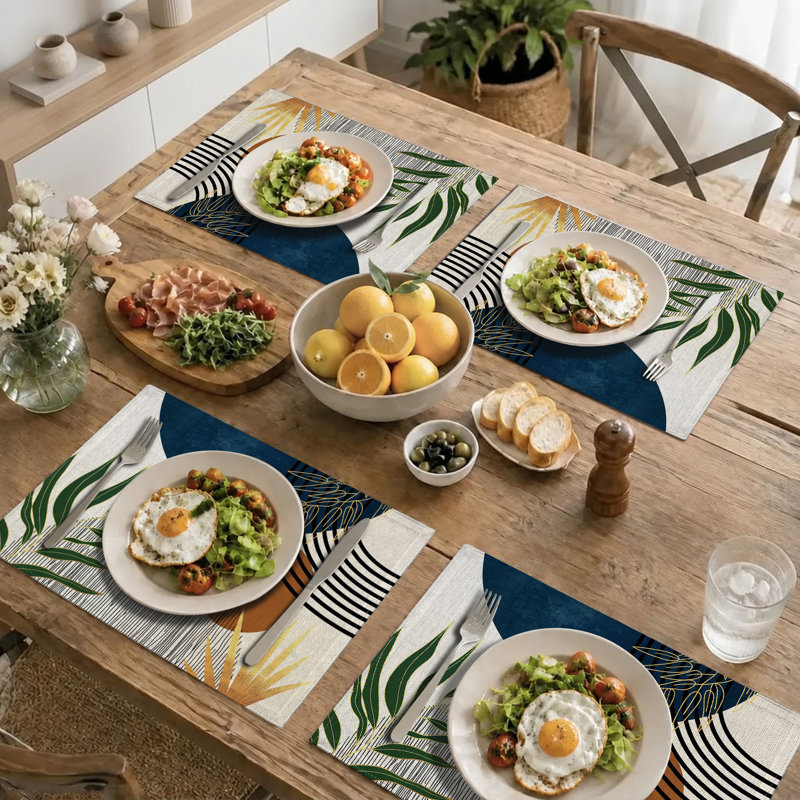 Rectangle Polyester Dining Table Placemat, Blue