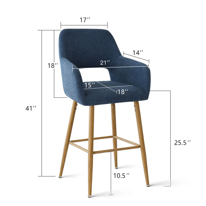 Benjain Counter Stool With Arm, Bleu