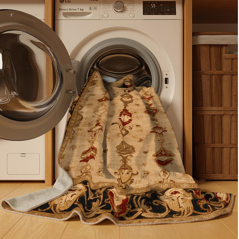 Tapis brun français lavable à la machine, Rectangulaire 3 pi x 5 pi