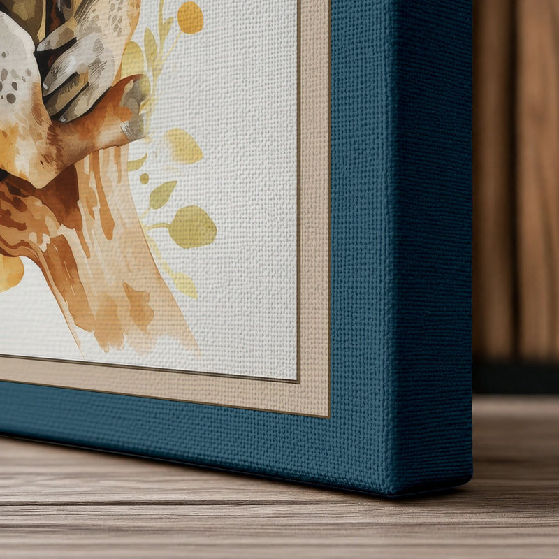Koala on Branch Boho - Wrapped Canvas, 36x24 - 91.4 x 61.0 cm, Teal Border