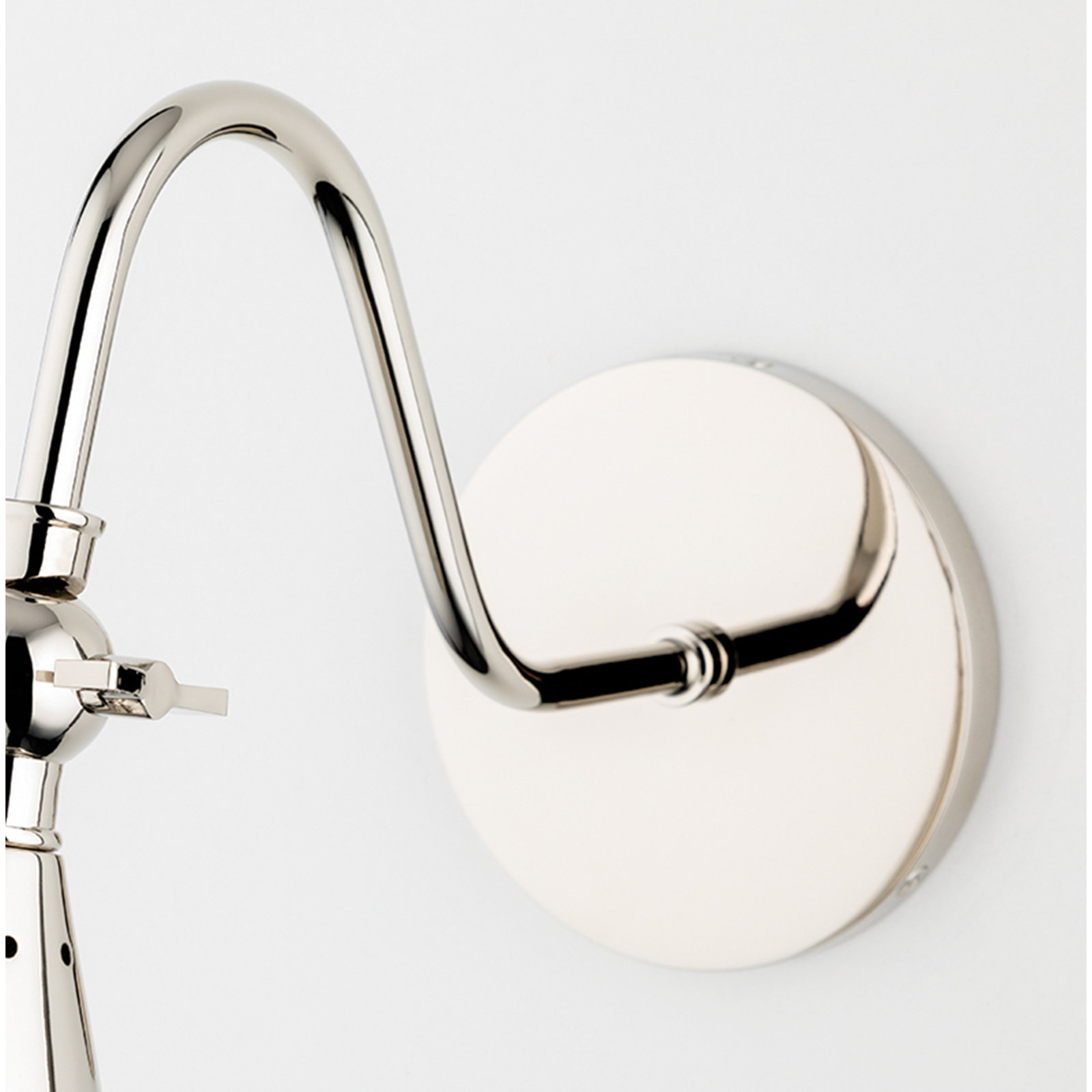 Cogan Single Light Dimmable Armed Sconce, Polished Nickel