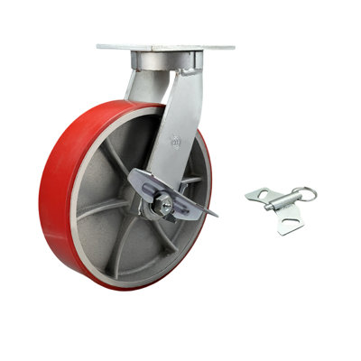 Heavy Duty Poly on Cast Iron Caster with Brake and Swivel Lock SCC
