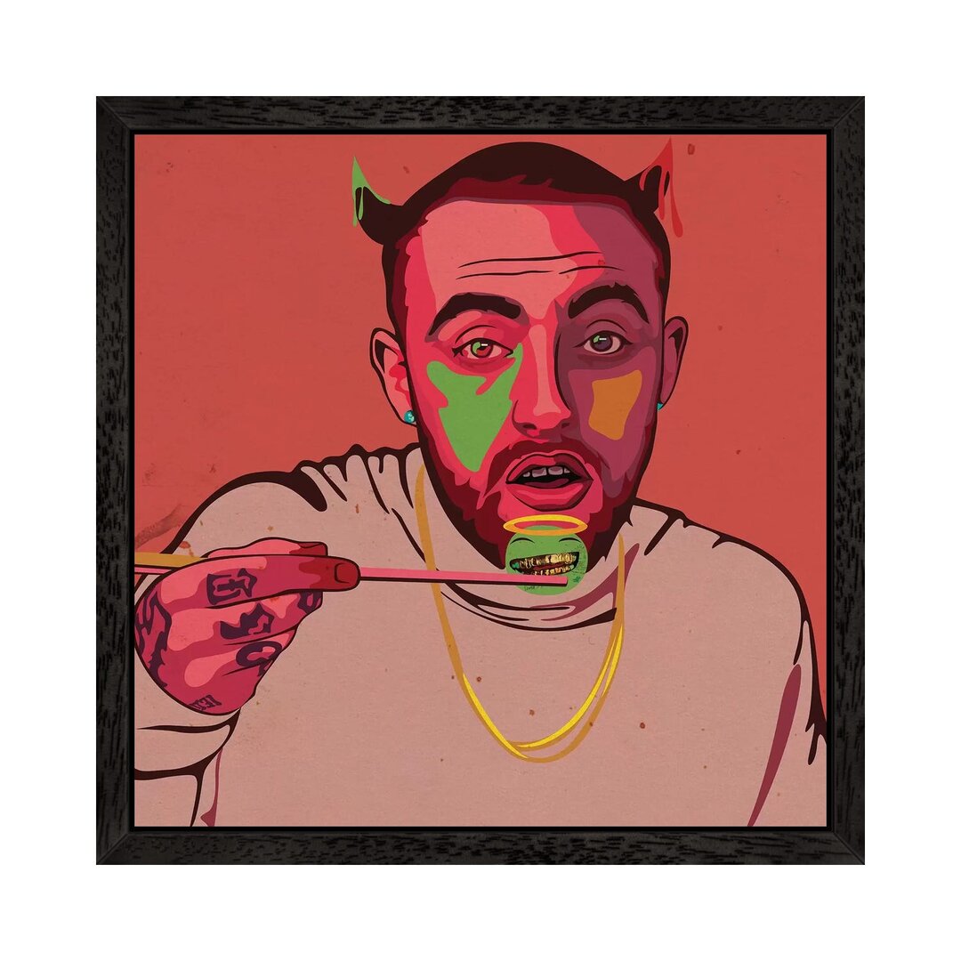 Gerahmtes Leinwandbild - Grafikdruck „Mac Miller Art” von Dai Chris Art