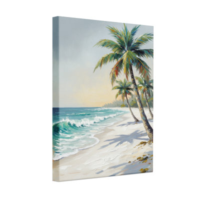 Plantes et fleurs, plage tropicale, palmiers, vagues de l'océan, ciel de sable