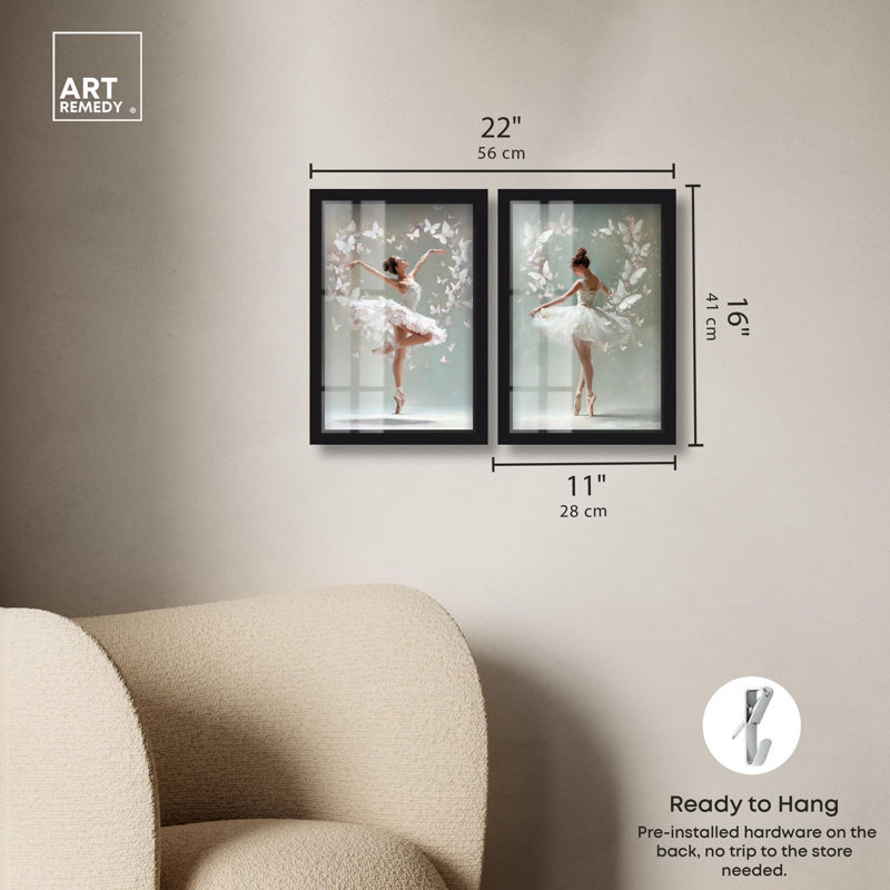 Ballet Reverie Glam Art , H 16 po x l 11 po, Noir