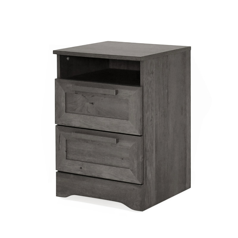 Table de chevet 2 tiroirs, Gris