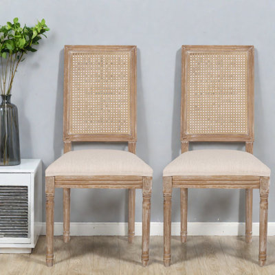 Chaises de salle à manger confortables, ferme française en tissu beige pour la salle à manger