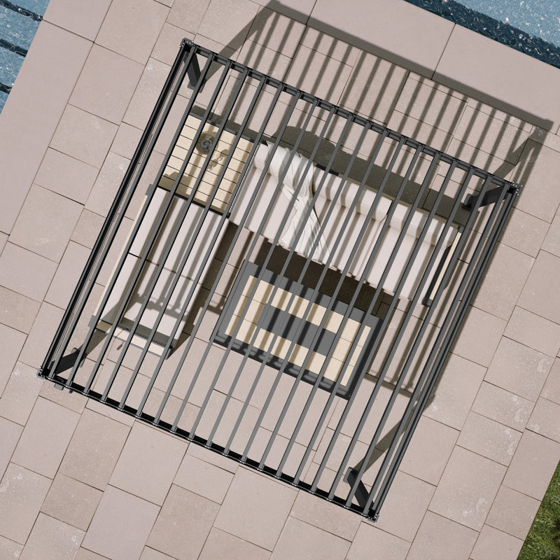 88H Metal Frame Pergola with Adjustable Louvers, 10 ft x 10 ft, Charcoal