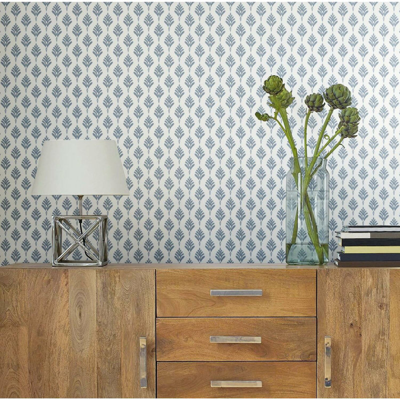 Rouleau de papier peint L 33 pi x l 20,5 po French Scallop, Bleu