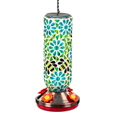 Mosaic Glass Hanging Hummingbird Feeder
