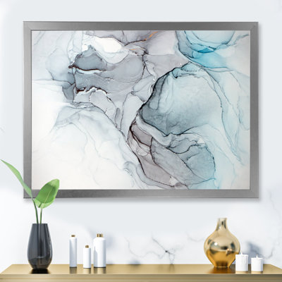 Luxry Blue and Grey Marble Art Ripples IV - Art mural moderne sur toile