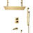 BathSelect Carpi 20"x40" Digital LED Brushed Gold Ceiling Mount Rainfall Shower System with Handheld Shower and Tub Spout