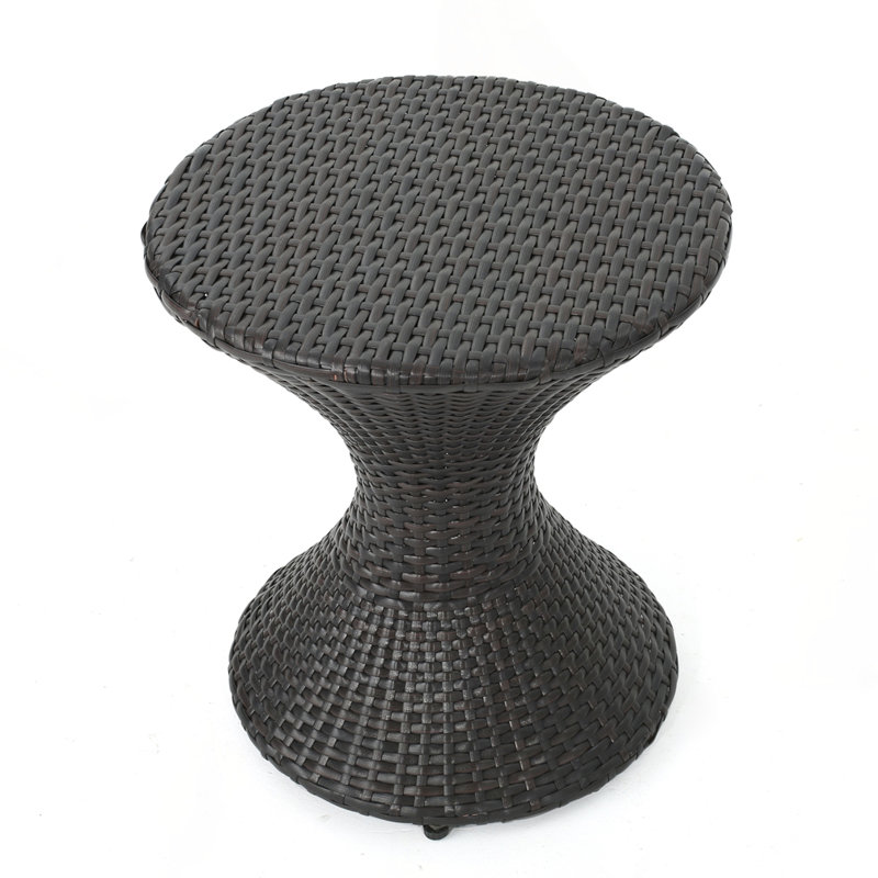 Outdoor Multi-brown Wicker Hourgla Side Table